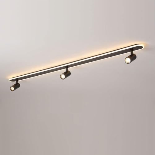 Flur 3-köpfe Schwarze Deckenhalterung Scheinwerfer Verstellbare Deckenstrahler Led-Fixed-Track-beleuchtungsset Richtstrahler Akzentlampen, 3 Color Mode von Generic