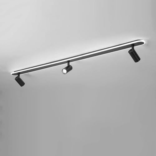 Flur 3-köpfe Schwarze Deckenhalterung Scheinwerfer Verstellbare Deckenstrahler Led-Fixed-Track-beleuchtungsset Richtstrahler Akzentlampen, 6000k (Cool White) von Generic