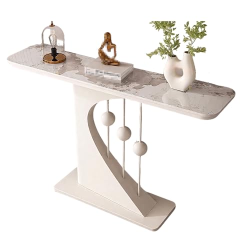 Flur Möbel Hängend Carbonstahl-Sockel Steinplatten-Arbeitsplatte Schmaler Konsolentisch, Moderner Stil, Geeignet für Eingangsbereich, Wohnzimmer, Schlafzimmer(G,100 * 30 * 80cm) von Generic