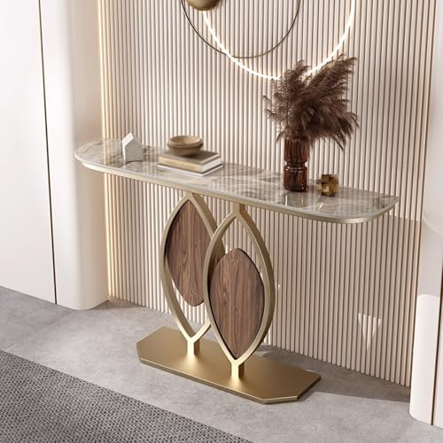Flur Möbel Schmal Arbeitsplatte aus Steinplatten Rahmen aus Kohlenstoffstahl Eleganter Akzent-sofatisch Ausstellungstisch für den Eingangsbereich, Flur, Wohnzimmer(C,120 * 30 * 80cm) von Generic