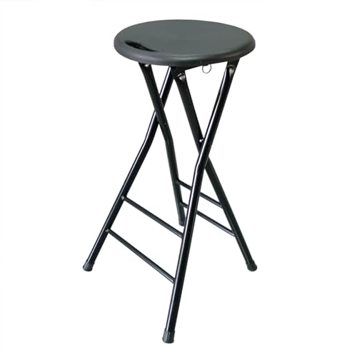 Folding Bar Stools for Kitchen Backless Portable Counter Seat with Handle and Footrest Adults Foldable Breakfast Stool (Black 24 Inch) von Generic