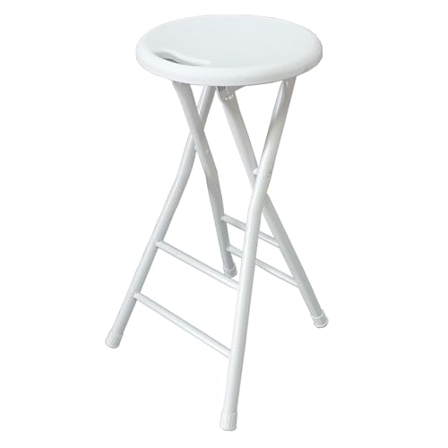 Folding Bar Stools for Kitchen Backless Portable Counter Seat with Handle and Footrest Adults Foldable Breakfast Stool (White 28 Inch) von Generic