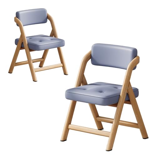 Folding Dining Chairs - Ergonomic Portable Wood Kitchen Chairs, Non-Assembly Design, Leather Material, 2 Stück Solid Purple Folding Chairs for Home, Office, Party & Picknick von Generic