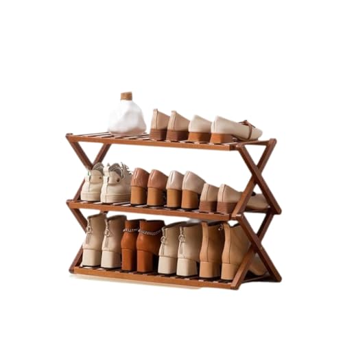 Folding Shoe Rack,Narrow Foldable Shoe Rack Wooden Shoe Rack Space Saving Shoe Rack for Entrance Area Hallway Living Room Wardrobe(Brown,100 * 25 * 39cm) von Generic