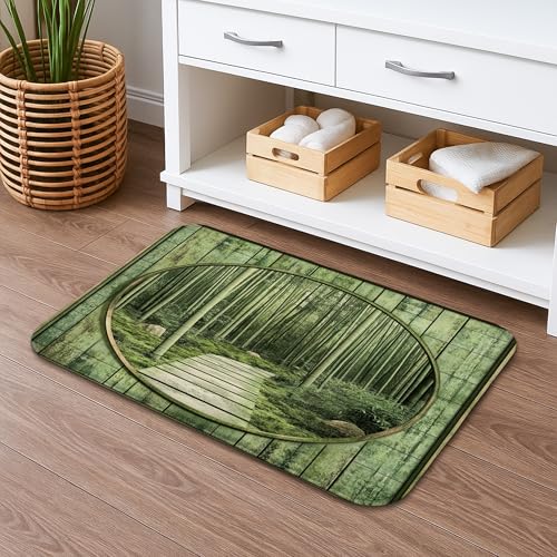 Forest Path rutschfeste Badematte, Naturlandschaft, saugfähig, Duschvorleger, umweltfreundlich, Memory-Schaum, waschbar, Badedekoration für Zuhause, Innenbereich, 40,6 x 61 cm von Generic