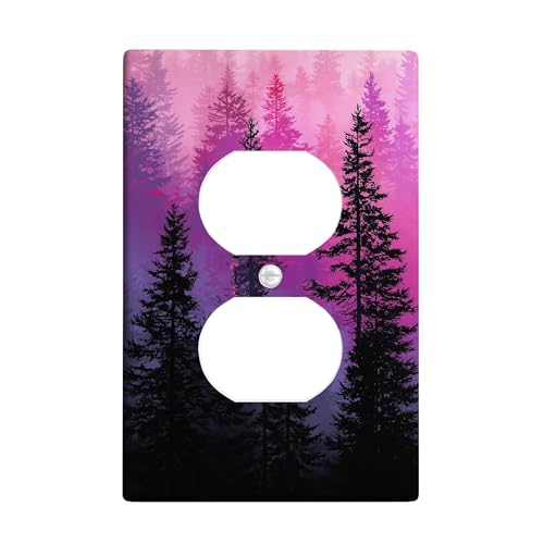 Forest Silhouette Lichtschalter-Abdeckplatte/Steckdosenabdeckungen, Pfirsich- und Violett-Farbverlauf für Wanddekoration, Thermoplastische Wandplatten, Standardgröße, Einzel-Duplex-Steckdose Forest Silhouette Lichtschalter-Abdeckplatte/Steckdosenabdeckungen, Pfirsich- und Violett-Farbverlauf für Wanddekoration, Thermoplastische Wandplatten, Standardgröße, Einzel-Duplex-Steckdose von Generic