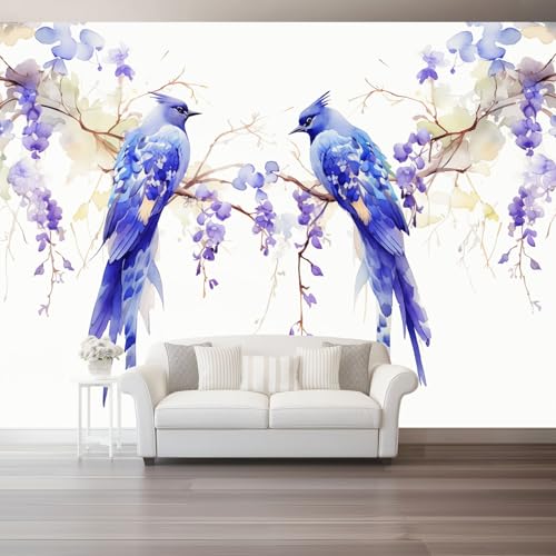 Fototapete 300 X 210 Cm Blumen- Und Vogelmalerei Lila Blaumeise Glyzinien 3D Effekt Fototapeten Wandbild Motivtapeten Vliestapete Moderne Wandtapete Wand Schlafzimmer Wohnzimmer Fototapete 300 X 210 Cm Blumen- Und Vogelmalerei Lila Blaumeise Glyzinien 3D Effekt Fototapeten Wandbild Motivtapeten Vliestapete Moderne Wandtapete Wand Schlafzimmer Wohnzimmer von Generic