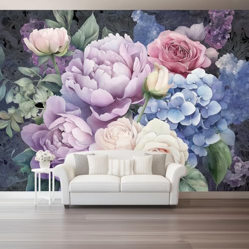 Fototapete 300 x 210 cm, Eleganz Pflanzen Blumen Pfingstrose Tapeten Vliestapete Modern Wandtapete für Wohnzimmer Schlafzimmer TV Hintergrund Kinderzimmer Büro Wanddeko Motivtapeten, Lila Blau Fototapete 300 x 210 cm, Eleganz Pflanzen Blumen Pfingstrose Tapeten Vliestapete Modern Wandtapete für Wohnzimmer Schlafzimmer TV Hintergrund Kinderzimmer Büro Wanddeko Motivtapeten, Lila Blau von Generic
