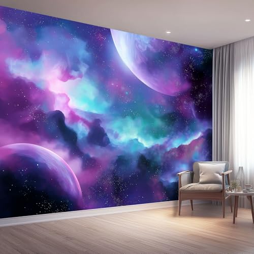 Fototapete 350 x 256 cm, Fantasie Nebel Weltraum Sterne Tapeten Vliestapete Modern Wandtapete für Wohnzimmer Schlafzimmer TV Hintergrund Kinderzimmer Büro Wanddeko Motivtapeten, Lila Fototapete 350 x 256 cm, Fantasie Nebel Weltraum Sterne Tapeten Vliestapete Modern Wandtapete für Wohnzimmer Schlafzimmer TV Hintergrund Kinderzimmer Büro Wanddeko Motivtapeten, Lila von Generic