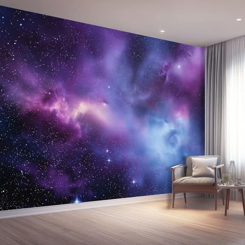 Fototapete 350 x 256 cm, Natur Universum Nebel Galaxie Tapeten Vliestapete Modern Wandtapete für Wohnzimmer Schlafzimmer TV Hintergrund Kinderzimmer Büro Wanddeko Motivtapeten, Lila Blau Fototapete 350 x 256 cm, Natur Universum Nebel Galaxie Tapeten Vliestapete Modern Wandtapete für Wohnzimmer Schlafzimmer TV Hintergrund Kinderzimmer Büro Wanddeko Motivtapeten, Lila Blau von Generic