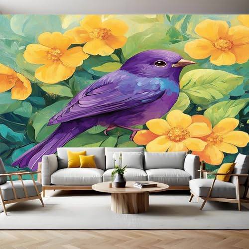 Fototapete 350 x 256 cm Blumen Lila Vogel Vlies Tapete 3D Effekt Mustertapete Wanddeko Design Schlafzimmer Wohnzimmer Lounge Flur TV Hintergrund Wand Mural Fototapete 350 x 256 cm Blumen Lila Vogel Vlies Tapete 3D Effekt Mustertapete Wanddeko Design Schlafzimmer Wohnzimmer Lounge Flur TV Hintergrund Wand Mural von Generic