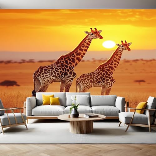 Fototapete 350 x 256 cm Sonnenuntergang Giraffe braun Vlies Tapete 3D Effekt Mustertapete Wanddeko Design Schlafzimmer Wohnzimmer Lounge Flur TV Hintergrund Wand Mural Fototapete 350 x 256 cm Sonnenuntergang Giraffe braun Vlies Tapete 3D Effekt Mustertapete Wanddeko Design Schlafzimmer Wohnzimmer Lounge Flur TV Hintergrund Wand Mural von Generic