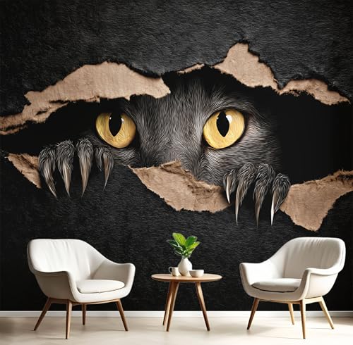 Fototapete 3D Effekt Dekoration, Schwarze Katze Wandbild 150X105Cm Seidentuch Tapete Wandtapeten, Schwarz 3D-Visueller Kunststil Wandbilder Fototapete Panorama Wanddeko Fototapete 3D Effekt Dekoration, Schwarze Katze Wandbild 150X105Cm Seidentuch Tapete Wandtapeten, Schwarz 3D-Visueller Kunststil Wandbilder Fototapete Panorama Wanddeko von Generic