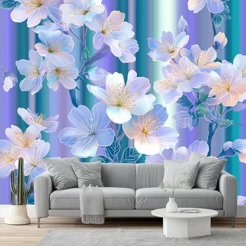 Fototapete 3D Effekt Tapete 250 x 175 cm Moderne Vlies-Fototapete, Pflanzen Eleganz Blumen Blätter Tapeten Wandbilder für Wohnzimmer Schlafzimmer Kinderzimmer Dekoration Wanddeko Art, Blau Lila Fototapete 3D Effekt Tapete 250 x 175 cm Moderne Vlies-Fototapete, Pflanzen Eleganz Blumen Blätter Tapeten Wandbilder für Wohnzimmer Schlafzimmer Kinderzimmer Dekoration Wanddeko Art, Blau Lila von Generic
