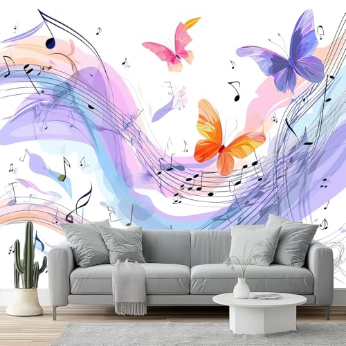 Fototapete 3D Effekt Tapete 350 x 256 cm Moderne Vlies-Fototapete, Musik Noten Schmetterling Linien Tapeten Wandbilder für Wohnzimmer Schlafzimmer Kinderzimmer Dekoration Wanddeko Art, Lila Orange Fototapete 3D Effekt Tapete 350 x 256 cm Moderne Vlies-Fototapete, Musik Noten Schmetterling Linien Tapeten Wandbilder für Wohnzimmer Schlafzimmer Kinderzimmer Dekoration Wanddeko Art, Lila Orange von Generic