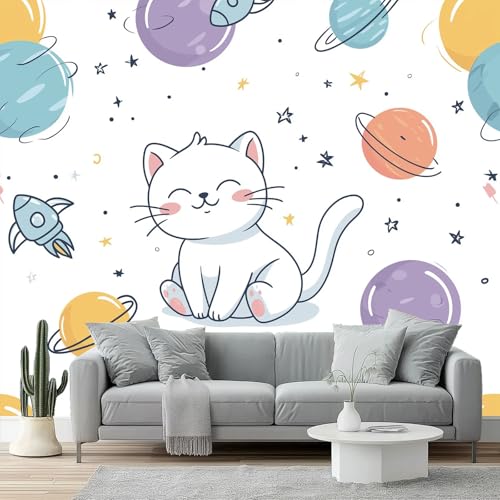 Fototapete 3D Effekt Tapete 400 x 280 cm Moderne Vlies-Fototapete, Minimalismus Linien Katzen Sterne Tapeten Wandbilder für Wohnzimmer Schlafzimmer Kinderzimmer Dekoration Wanddeko Art, Weiß Blau Fototapete 3D Effekt Tapete 400 x 280 cm Moderne Vlies-Fototapete, Minimalismus Linien Katzen Sterne Tapeten Wandbilder für Wohnzimmer Schlafzimmer Kinderzimmer Dekoration Wanddeko Art, Weiß Blau von Generic