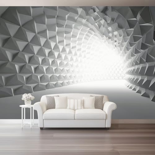 Fototapete 3D Vliestapete Modern Minimalistisch Geometrisch Tunnel Xxl Panorama Wandbild Für Mädchen & Jungs Schlafzimmer |Grau Weiß Wohnzimmer Schlafzimme Wanddekoration 400 X 280 Cm von Generic