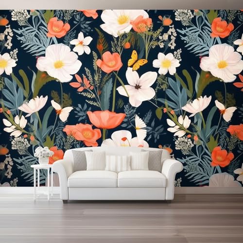 Fototapete 400 X 280 Cm Dunkle Nachtblumen Orange Blumen Schmetterling 3D Effekt Fototapeten Wandbild Motivtapeten Vliestapete Moderne Wandtapete Wand Schlafzimmer Wohnzimmer Fototapete 400 X 280 Cm Dunkle Nachtblumen Orange Blumen Schmetterling 3D Effekt Fototapeten Wandbild Motivtapeten Vliestapete Moderne Wandtapete Wand Schlafzimmer Wohnzimmer von Generic
