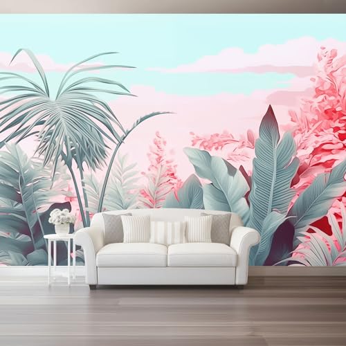 Fototapete 400 X 280 Cm Tropische Pflanzen Rosa Palme Blumen 3D Effekt Fototapeten Wandbild Motivtapeten Vliestapete Moderne Wandtapete Wand Schlafzimmer Wohnzimmer von Generic