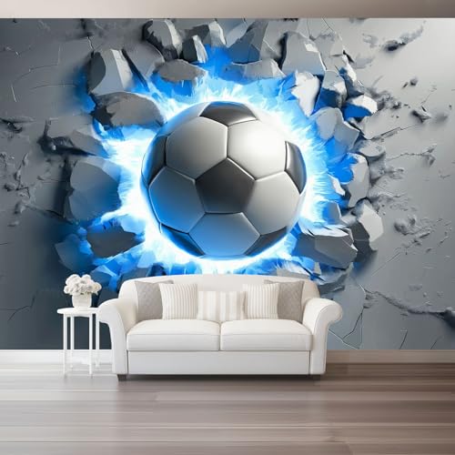 Fototapete 400 x 280 cm, 3D Sport Fußball Wand Tapeten Vliestapete Modern Wandtapete für Wohnzimmer Schlafzimmer TV Hintergrund Kinderzimmer Büro Wanddeko Motivtapeten, Blau Grau Fototapete 400 x 280 cm, 3D Sport Fußball Wand Tapeten Vliestapete Modern Wandtapete für Wohnzimmer Schlafzimmer TV Hintergrund Kinderzimmer Büro Wanddeko Motivtapeten, Blau Grau von Generic