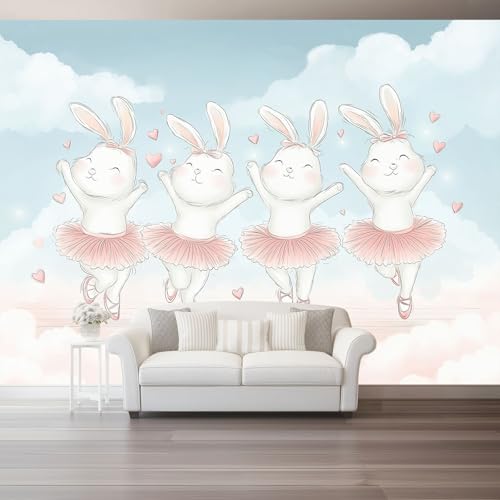 Fototapete 400 x 280 cm, Cartoon Kaninchen Ballett Wolken Tapeten Vliestapete Modern Wandtapete für Wohnzimmer Schlafzimmer TV Hintergrund Kinderzimmer Büro Wanddeko Motivtapeten, Rosa Weiß Fototapete 400 x 280 cm, Cartoon Kaninchen Ballett Wolken Tapeten Vliestapete Modern Wandtapete für Wohnzimmer Schlafzimmer TV Hintergrund Kinderzimmer Büro Wanddeko Motivtapeten, Rosa Weiß von Generic