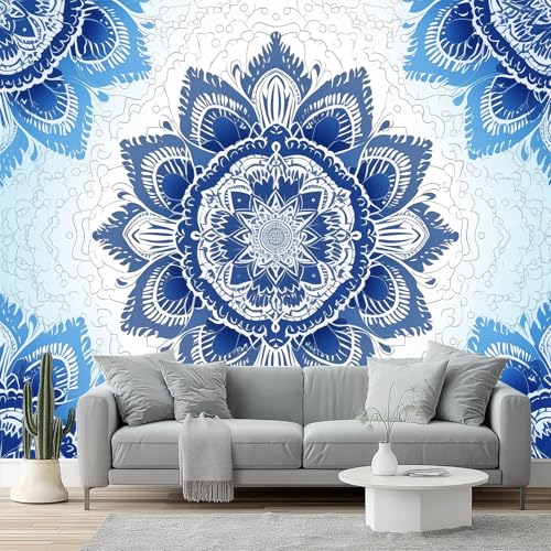 Fototapete 400 x 280 cm Vliestapete Wohnzimmer Schlafzimmer Wand Geometrisch Mandala Muster muster wandbild für Kinderzimmer Büro Panorama Fototapete Blau Weiß Bedruckte tapeten Fototapete 400 x 280 cm Vliestapete Wohnzimmer Schlafzimmer Wand Geometrisch Mandala Muster muster wandbild für Kinderzimmer Büro Panorama Fototapete Blau Weiß Bedruckte tapeten von Generic