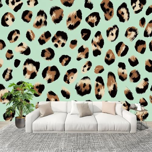Fototapete 400x280 cm Abstraktes Leopardenmuster Vliestapete Fototapete für Schlafzimmer und Wohnzimmer MintgrüN Großformatige Mustertapete 3D-Effekt Wanddekoration Flurtapete Fototapete 400x280 cm Abstraktes Leopardenmuster Vliestapete Fototapete für Schlafzimmer und Wohnzimmer MintgrüN Großformatige Mustertapete 3D-Effekt Wanddekoration Flurtapete von Generic