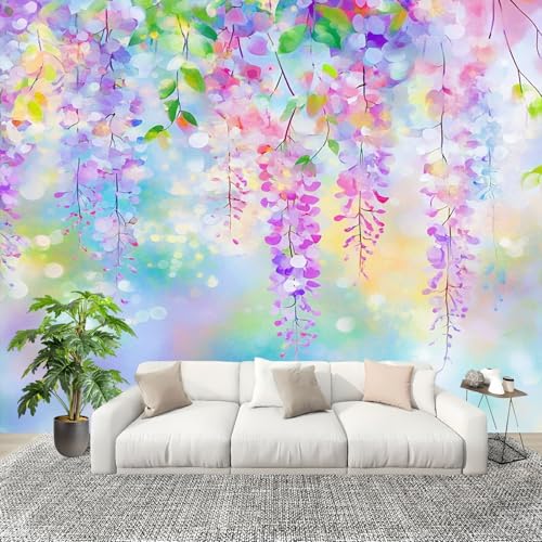 Fototapete 400x280 cm Aquarell Glyzinien Blumenmuster Vliestapete Fototapete für Schlafzimmer und Wohnzimmer Lila Großformatige Mustertapete 3D-Effekt Wanddekoration Flurtapete Fototapete 400x280 cm Aquarell Glyzinien Blumenmuster Vliestapete Fototapete für Schlafzimmer und Wohnzimmer Lila Großformatige Mustertapete 3D-Effekt Wanddekoration Flurtapete von Generic