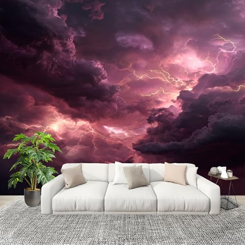 Fototapete 400x280 cm Fantasie Blitzmuster Vliestapete Fototapete für Schlafzimmer und Wohnzimmer Rosa Großformatige Mustertapete 3D-Effekt Wanddekoration Flurtapete von Generic