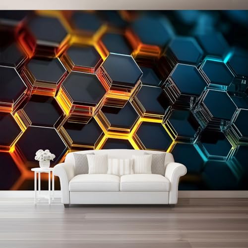 Fototapete Abstrakt Geometrisch Sechseck Tapete 3D Effekt Vliestapete Wandbild, Schwarz Gelb Vlies Tapeten Wandtapeten für Schlafzimmer Wohnzimmer TV Wand Moderne Wanddeko, 350 x 256 cm Fototapete Abstrakt Geometrisch Sechseck Tapete 3D Effekt Vliestapete Wandbild, Schwarz Gelb Vlies Tapeten Wandtapeten für Schlafzimmer Wohnzimmer TV Wand Moderne Wanddeko, 350 x 256 cm von Generic