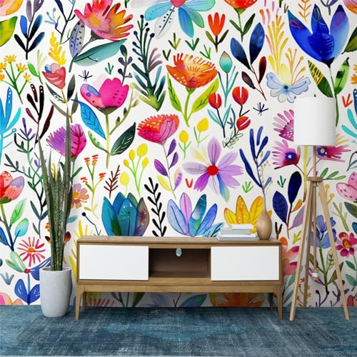Fototapete Abstrakte Kunst Botanische Blumen Tapete 400 x 280 cm (B x H), Bunt Tapeten Vliestapete, Modern Wandtapete Wohnzimmer Schlafzimmer Kinderzimmer Wanddeko Motivtapeten Fototapete von Generic
