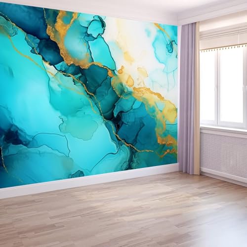 Fototapete Alkoholtintenmuster 400 x 280 cm, Vliestapete Wandbild Fototapeten Vlies Tapeten Wandtapete Schlafzimmer Wohnzimmer Kinderzimmer Abstrakter Stil Wanddeko, Grün Gold Fototapete Alkoholtintenmuster 400 x 280 cm, Vliestapete Wandbild Fototapeten Vlies Tapeten Wandtapete Schlafzimmer Wohnzimmer Kinderzimmer Abstrakter Stil Wanddeko, Grün Gold von Generic
