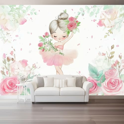 Fototapete Aquarell Blumen Ballerina Tapete 3D Effekt Vliestapete Wandbild, Rosa Grün Vlies Tapeten Wandtapeten für Schlafzimmer Wohnzimmer TV Wand Moderne Wanddeko, 400 x 280 cm Fototapete Aquarell Blumen Ballerina Tapete 3D Effekt Vliestapete Wandbild, Rosa Grün Vlies Tapeten Wandtapeten für Schlafzimmer Wohnzimmer TV Wand Moderne Wanddeko, 400 x 280 cm von Generic