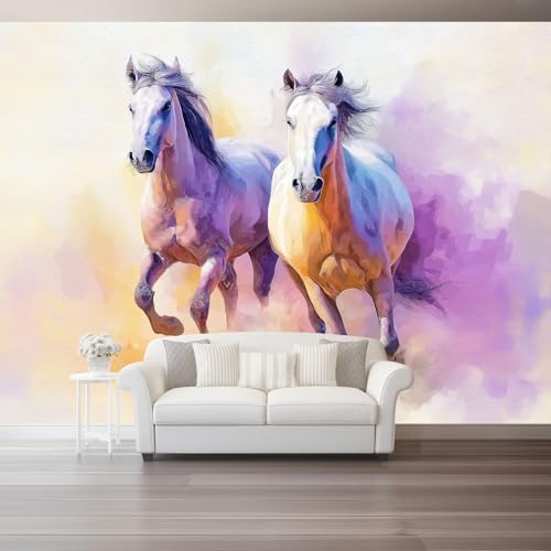 Fototapete Aquarell Tiere Pferd Tapete 3D Effekt Vliestapete Wandbild, Lila Orange Vlies Tapeten Wandtapeten für Schlafzimmer Wohnzimmer TV Wand Moderne Wanddeko, 400 x 280 cm Fototapete Aquarell Tiere Pferd Tapete 3D Effekt Vliestapete Wandbild, Lila Orange Vlies Tapeten Wandtapeten für Schlafzimmer Wohnzimmer TV Wand Moderne Wanddeko, 400 x 280 cm von Generic