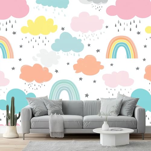 Fototapete Cartoon Sterne Wolken Regenbogen Tapete 3D Effekt Vliestapete Wandbild, Rosa Blau Vlies Tapeten Wandtapeten für Schlafzimmer Wohnzimmer TV Wand Moderne Wanddeko, 400 x 280 cm Fototapete Cartoon Sterne Wolken Regenbogen Tapete 3D Effekt Vliestapete Wandbild, Rosa Blau Vlies Tapeten Wandtapeten für Schlafzimmer Wohnzimmer TV Wand Moderne Wanddeko, 400 x 280 cm von Generic
