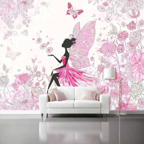 Fototapete Feenhaftes Blumenmuster 250 x 175 cm, Cartoon-Stil Tapete Vlies Wanddeko Wallpaper Wandtapete Dekoration Study Zimmer Wohnzimmer Restaurant Cafe, Rosa Fototapete Feenhaftes Blumenmuster 250 x 175 cm, Cartoon-Stil Tapete Vlies Wanddeko Wallpaper Wandtapete Dekoration Study Zimmer Wohnzimmer Restaurant Cafe, Rosa von Generic