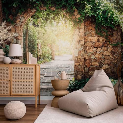 Fototapete Landhausstil 250x175 cm Steinmauer 3D Foto Tapete Wohnzimmer Schlafzimmer Vliestapete XXL Wandtapete Moderne Wandbild Poster Wand Dekoration 588-ABC von Generic