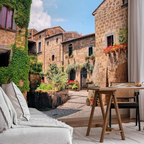 Fototapete Landhausstil 450x315 cm Italien 3D Foto Tapete Wohnzimmer Schlafzimmer Vliestapete XXL Wandtapete Moderne Wandbild Poster Wand Dekoration 1504-ABC von Generic