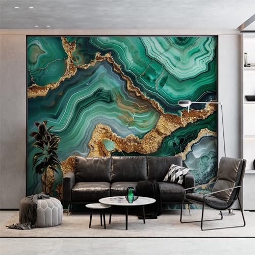 Fototapete Marmor Geometrie Modern Tapete 400 x 280 cm (B x H), Grün Vlies Wanddeko Vliestapete Wandtapete Dekoration Study Zimmer Wohnzimmer Restaurant Cafe Kinderzimmer von Generic