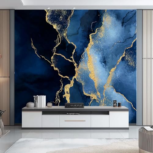 Fototapete Marmorrisse 300 x 210 cm, Moderner Stil Tapete Vlies Wanddeko Wallpaper Wandtapete Dekoration Study Zimmer Wohnzimmer Restaurant Cafe, Dunkelblau Gold Fototapete Marmorrisse 300 x 210 cm, Moderner Stil Tapete Vlies Wanddeko Wallpaper Wandtapete Dekoration Study Zimmer Wohnzimmer Restaurant Cafe, Dunkelblau Gold von Generic