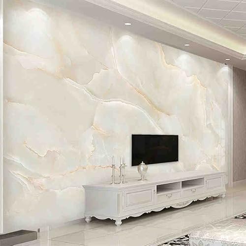 Fototapete Moderne einfache Beige Marmor Hintergrund Wandbild Wohnzimmer TV Sofa Hotel Dekor Tapete 3D von Generic