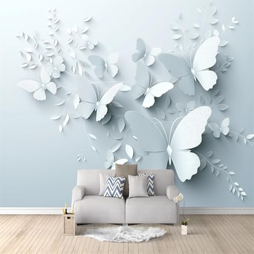 Fototapete Moderner Einfacher Schmetterling Vlies Tapeten 3D Wandtapete 350 x 256 cm Wanddeko Design Wand Dekoration Wohnzimmer Schlafzimmer Büro Flur Wandbilder Weiß Tapete Home Decoration von Generic