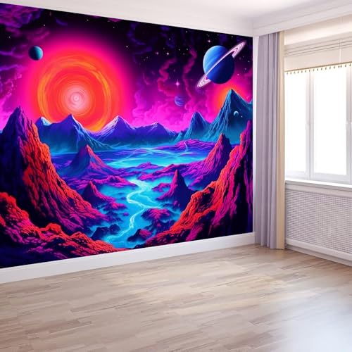 Fototapete Muster Eines Fremden Planeten Und Einer Bergkette 350 x 256 cm, Vliestapete Wandbild Fototapeten Vlies Tapeten Wandtapete Schlafzimmer Wohnzimmer Kinderzimmer Wanddeko, Blau Rosa Fototapete Muster Eines Fremden Planeten Und Einer Bergkette 350 x 256 cm, Vliestapete Wandbild Fototapeten Vlies Tapeten Wandtapete Schlafzimmer Wohnzimmer Kinderzimmer Wanddeko, Blau Rosa von Generic