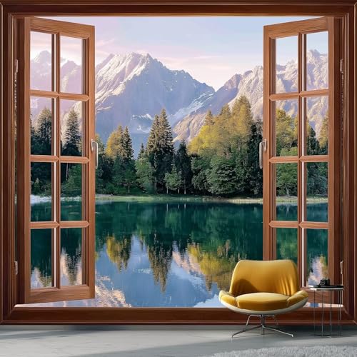 Fototapete Muster Mit Blick Auf Den Bergsee 250 x 175 cm, Natürlicher Stil Tapete Vlies Wanddeko Wallpaper Wandtapete Dekoration Study Zimmer Wohnzimmer Restaurant Cafe, Grün Fototapete Muster Mit Blick Auf Den Bergsee 250 x 175 cm, Natürlicher Stil Tapete Vlies Wanddeko Wallpaper Wandtapete Dekoration Study Zimmer Wohnzimmer Restaurant Cafe, Grün von Generic