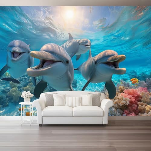 Fototapete Natur Fotografie Delfine Korallen Tapete 3D Effekt Vliestapete Wandbild, Blau Rosa Vlies Tapeten Wandtapeten für Schlafzimmer Wohnzimmer TV Wand Moderne Wanddeko, 250 x 175 cm Fototapete Natur Fotografie Delfine Korallen Tapete 3D Effekt Vliestapete Wandbild, Blau Rosa Vlies Tapeten Wandtapeten für Schlafzimmer Wohnzimmer TV Wand Moderne Wanddeko, 250 x 175 cm von Generic