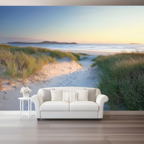 Fototapete Natur Fotografie Strand Gras Tapete 3D Effekt Vliestapete Wandbild, Grün Creme Vlies Tapeten Wandtapeten für Schlafzimmer Wohnzimmer TV Wand Moderne Wanddeko, 400 x 280 cm Fototapete Natur Fotografie Strand Gras Tapete 3D Effekt Vliestapete Wandbild, Grün Creme Vlies Tapeten Wandtapeten für Schlafzimmer Wohnzimmer TV Wand Moderne Wanddeko, 400 x 280 cm von Generic