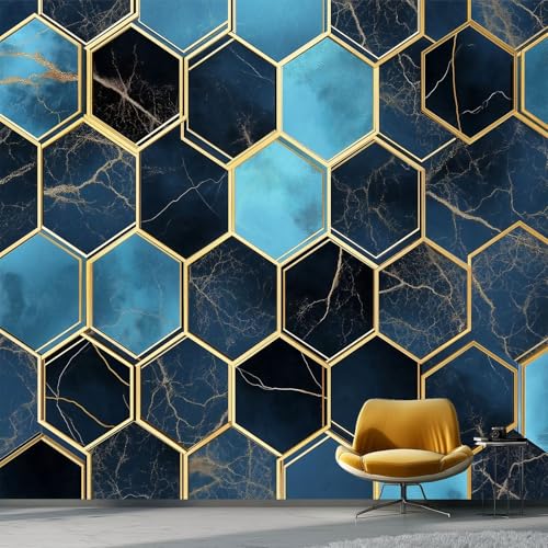 Fototapete Sechseck-Muster 300 x 210 cm, Moderner Geometrischer Stil Tapete Vlies Wanddeko Wallpaper Wandtapete Dekoration Study Zimmer Wohnzimmer Restaurant Cafe, Blau Schwarz Fototapete Sechseck-Muster 300 x 210 cm, Moderner Geometrischer Stil Tapete Vlies Wanddeko Wallpaper Wandtapete Dekoration Study Zimmer Wohnzimmer Restaurant Cafe, Blau Schwarz von Generic