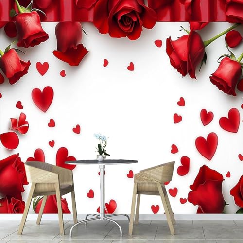 Fototapete Selbstklebend Rose 3D Effekt Foto Tapete Rote Blumen 350x250 cm Seidenstoff Wandtapete Wohnzimmer Schlafzimmer Bildtapete für Wand Deko A-6196 Fototapete Selbstklebend Rose 3D Effekt Foto Tapete Rote Blumen 350x250 cm Seidenstoff Wandtapete Wohnzimmer Schlafzimmer Bildtapete für Wand Deko A-6196 von Generic