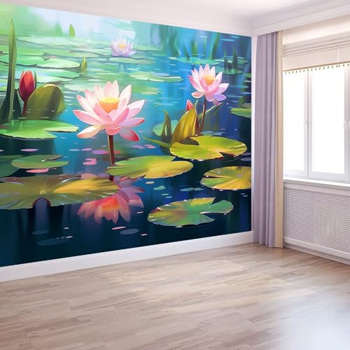 Fototapete Teich- Und Lotusblumenmuster 400 x 280 cm, Vliestapete Wandbild Fototapeten Vlies Tapeten Wandtapete Schlafzimmer Wohnzimmer Kinderzimmer Ruhiger Natürlicher Stil Wanddeko, Rosa Grün Fototapete Teich- Und Lotusblumenmuster 400 x 280 cm, Vliestapete Wandbild Fototapeten Vlies Tapeten Wandtapete Schlafzimmer Wohnzimmer Kinderzimmer Ruhiger Natürlicher Stil Wanddeko, Rosa Grün von Generic