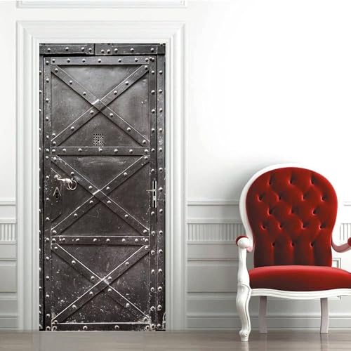 Fototapete Türtapete Selbstklebend Metall-Eisen-Tür 77 X 200 Cm Türposter Abnehmbar Türfolie Poster Tapete 3D Kreative Türaufkleber Für Innentüren Wohnzimmer Schlafzimmer Küche Bad Selbstkle von Generic